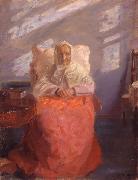 Anna Ancher Mrs Ane Brondum in the blue room oil